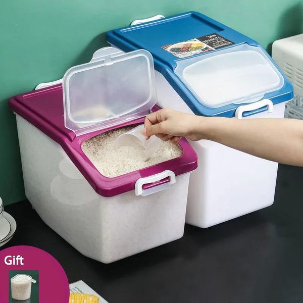 

storage bottles & jars sealed 25 kg rice dispenser grain cereal box moisture-proof pet food container mildew anti-oxidation