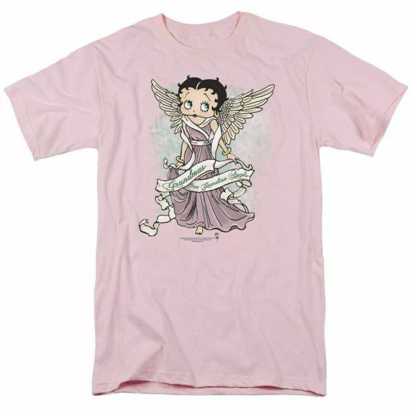 

betty boop grandma guardian angel t shirt mens licensed cartoon merch light pink, White;black