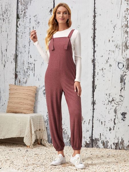 

emery rose solid overall jumpsuit without s2bn#, White