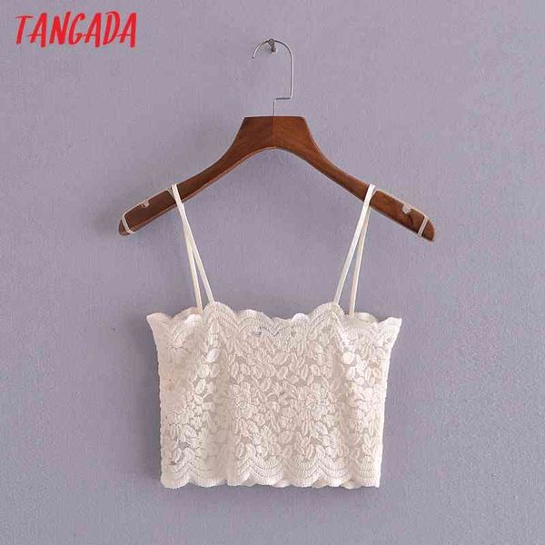 

women lace bralette camis crop spaghetti strap sleeveless backless short shirts female solid 3h297 210416, White