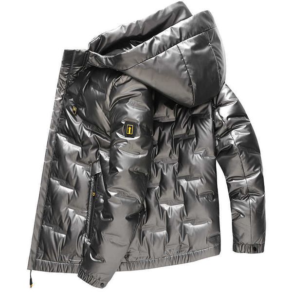 

osp men's winter short down et casual hooded personalized bright white warm, Black