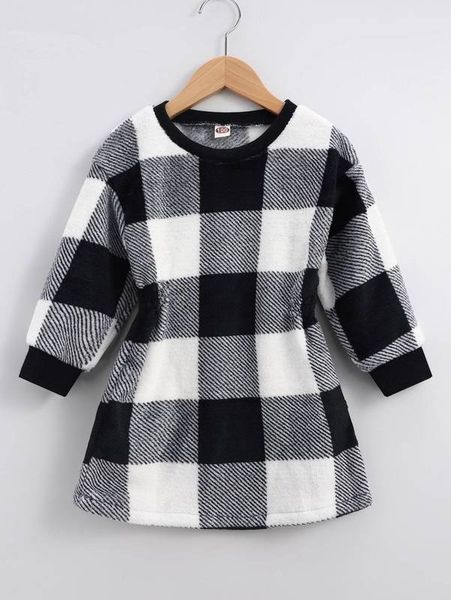 

toddler girls buffalo plaid print flannel dress she, Red;yellow