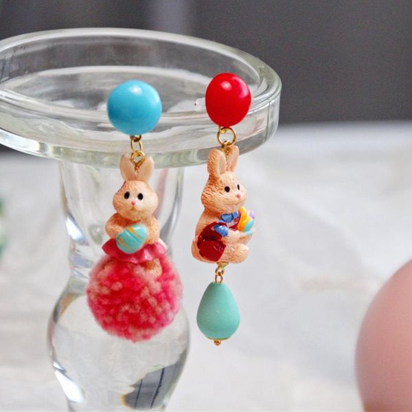 

dangle & chandelier linmouge cartoon personaltiy earrings for women double color rabbits pendant female creative trendy jewlery gifts ef253, Silver