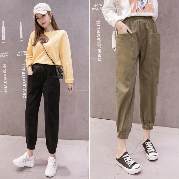 

autumn pants women's loose fashion casual harem feet are thin and tied sports & capris, Black;white