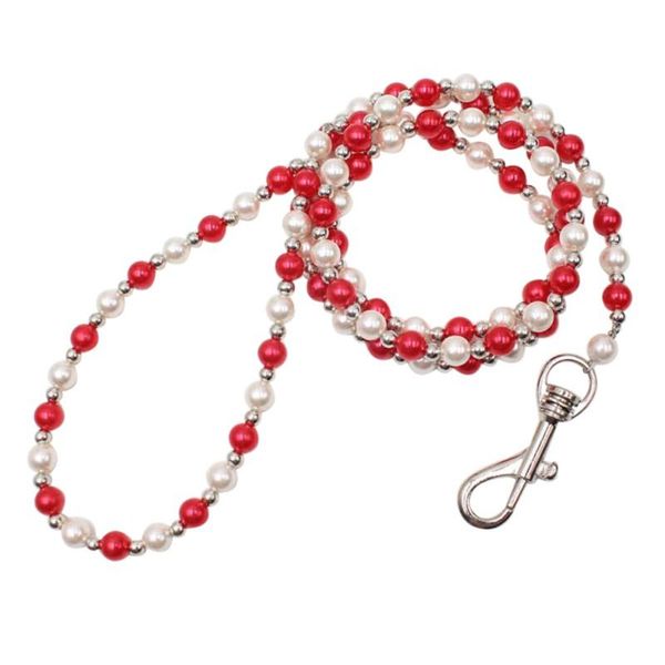 

dog collars & leashes luxury beaded pearl leash pet cat chain leads for collar accessories uv rays luminous bead lead