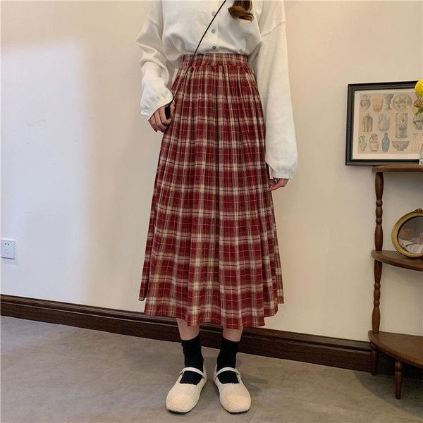 

skirts women preppy girls loose all-match elastic waist arrival plaid korean style lovely ins college mujer leisure, Black