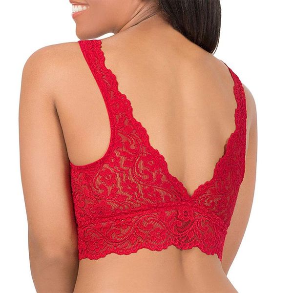 

bras comfortable breathable women bra soft gift v neck perspective vest charming splice lace elasticity evening, Red;black