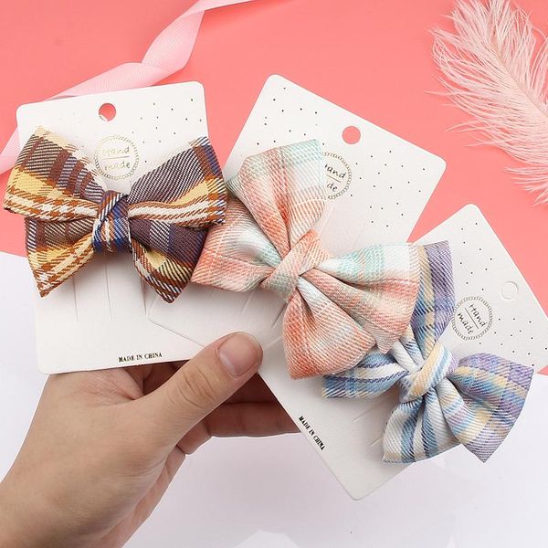 

hair accessories princess bangs clip girl bow hairpin fashion plaid korean version big barrette headwear wholesale, Slivery;white