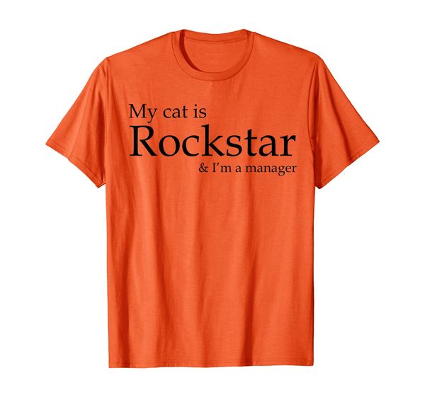 

my cat is rockstar and i'm a manager t-shirt, White;black