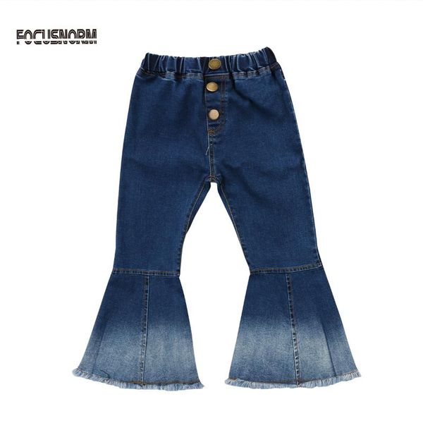 

toddler kids baby girl jeans cool bell-bottoms pants denim wide leg trousers, Blue
