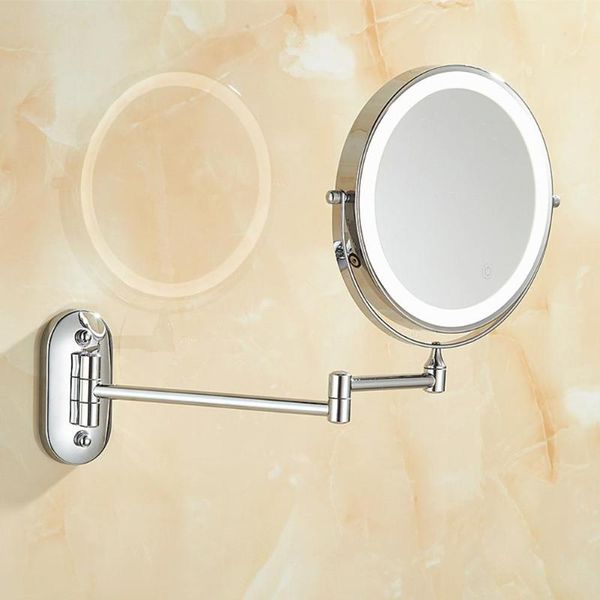 

inch make-up mirror with light makeup 10x magnifying 2-face touch dimming led lights rechargeable wall-mounted vanity