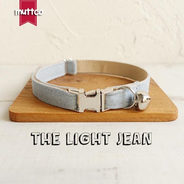 

retailing self-design cat collar the light jean handmade wathet blue and white 2 sizes ucc034 collars & leads
