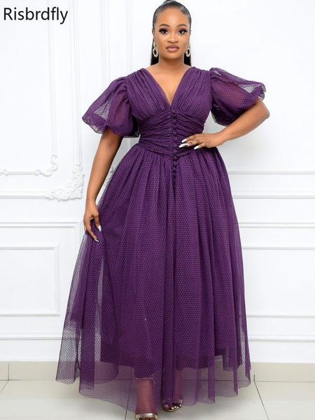 

ethnic clothing african dresses for women 2021 summer v-neck plus size purple long dress clothes s-5xl, Red