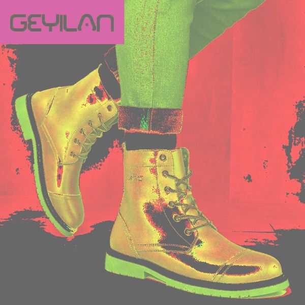 

boots winter snow men pu solid color shoes fall sewing thread low england male ankle vintage, Black