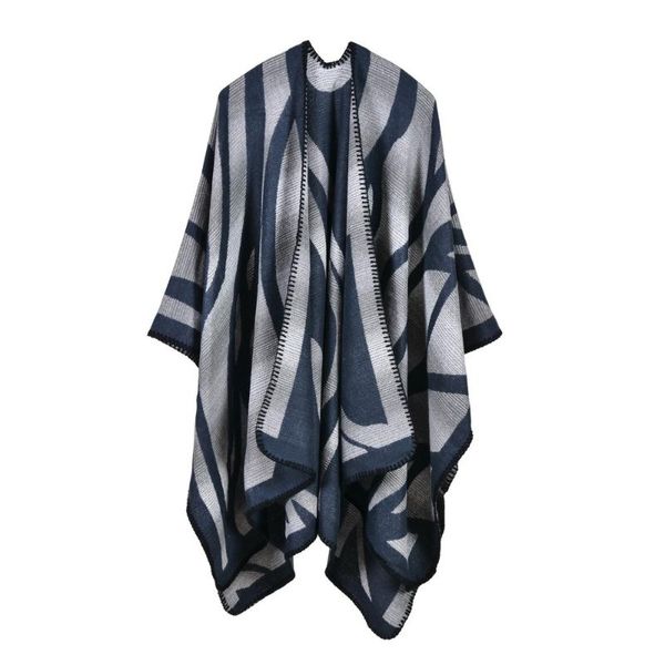 

scarves thick imitation cashmere shawls jacquard muffler pashmina mujer bufanda soft poncho pallium warm scarf echarpes oversize cape, Blue;gray