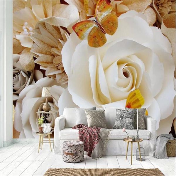 

wallpapers milofi customized 3d printing large wallpaper mural butterfly rose tv bedroom sofa background wall decoration painting