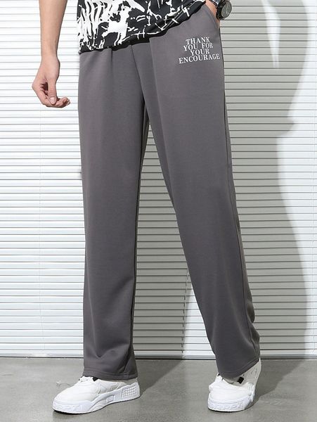 

men slogan graphic drawstring waist sweatpants o9vl#, Black