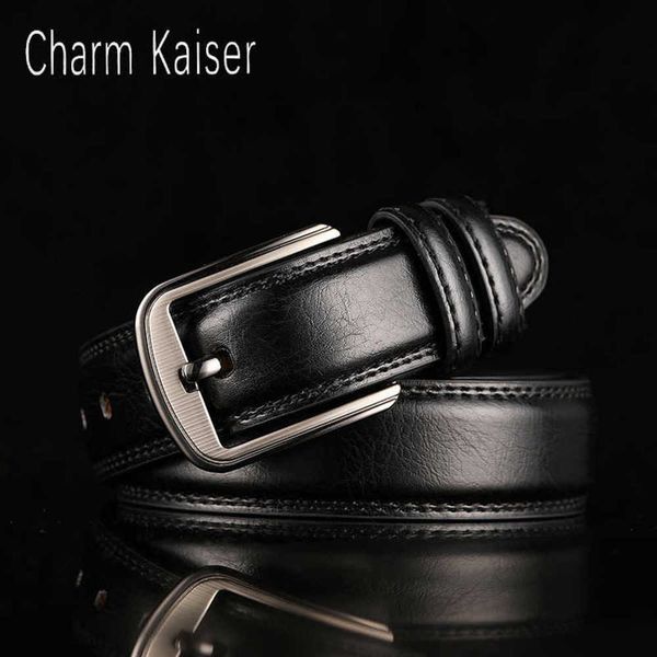 

men's can be belt boys real leather pin buckle brown middle-aged leisure, Black;brown