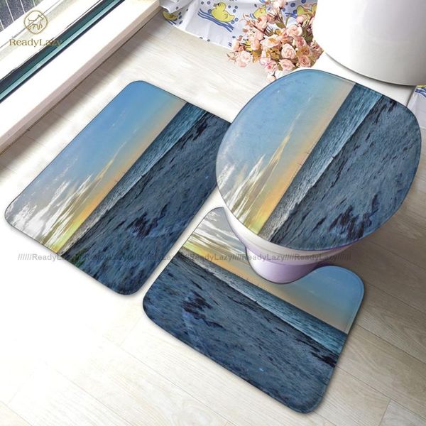 

skyway bath mat modern polyester 3 piece bathroom set toilet washable rug mats