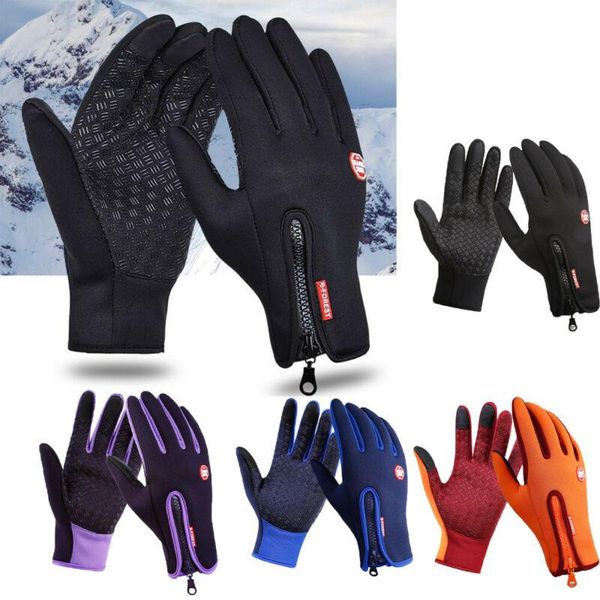 

cycling gloves women men thick warm zipper 2021 est fashion skiing product lined driving winter, Black