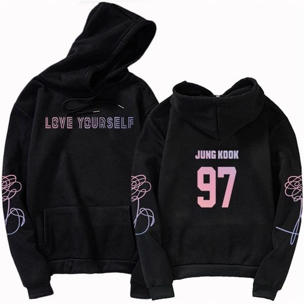 

jungkook hoody kpop jimin suga hoodies 97 sweatshirt love yourself hoody sweatshirt harajuku bangtan boys 94 95 92 210817, Black