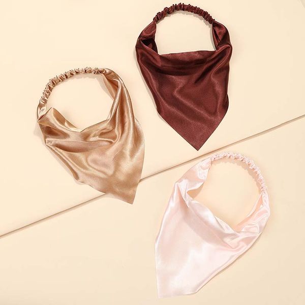

solid summer hair scarf chiffon triangle bandanas women headband turban elastic hairband headwear hair accessories ornaments, Silver