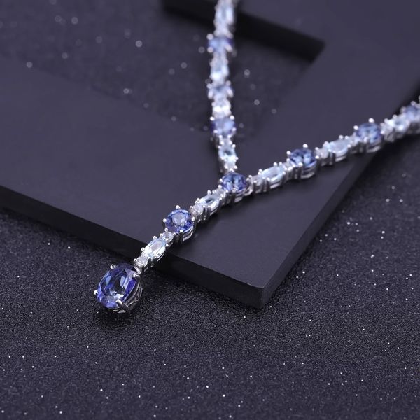 

necklaces gem's ballet 925 sterling silver wedding bridal necklace natural mystic quartz sky blue z for women fine jewelry