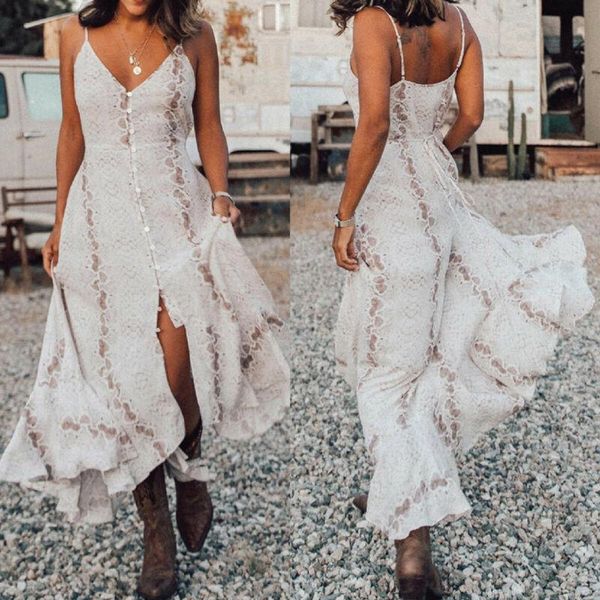 

casual dresses women boho sling snake skin print v neck button sleeveless beach backless long dress party sundress, Black;gray