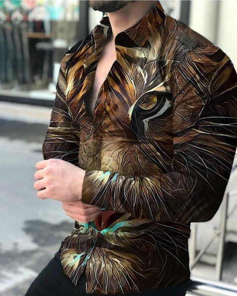 

men's casual shirts fashion shirt for men spring autumn vintage pattern print long sleeve hawaiian clothing vacation, White;black