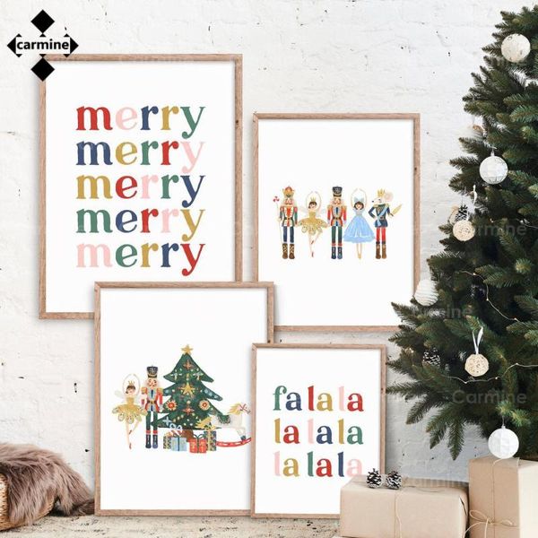 

paintings cartoon nutcracker painting christmas wall art prints retro canvas poster nordic letter picture children bedroom warm home decor