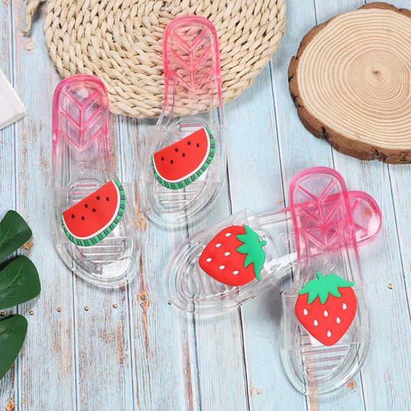 

slippers transepant jelly shoes women plastic for summer 2021 fruit fashion flat slides beach ladies, Black