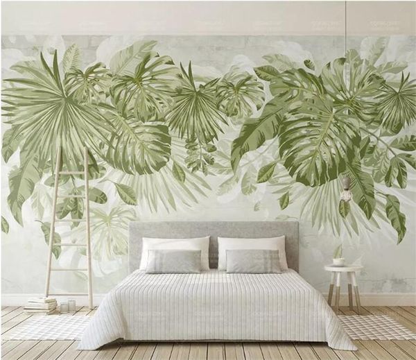

wallpapers custom any size jungle watercolor fresh green leaves non-woven mural bedroom living room sofa tv background 3d wall paper