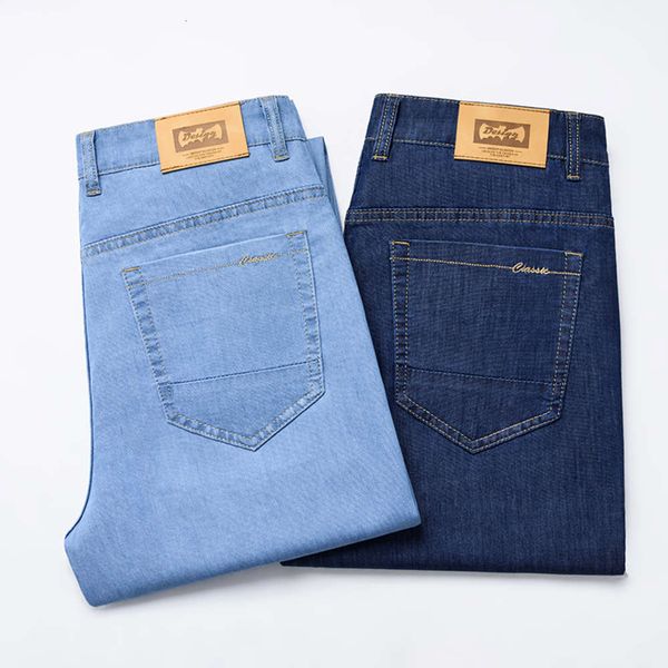 

and 2021 summer spring new men business casual jeans trendy mode all-match stretch denim broek men's brand loss pants, Blue