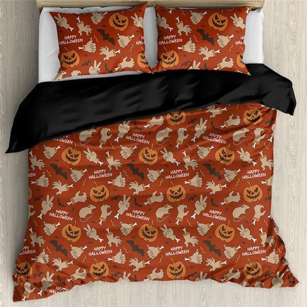 

bedding sets halloween duvet cover holiday bedroom decor for home cartoon pumpkin bat print set with pillowcase bed linen calico