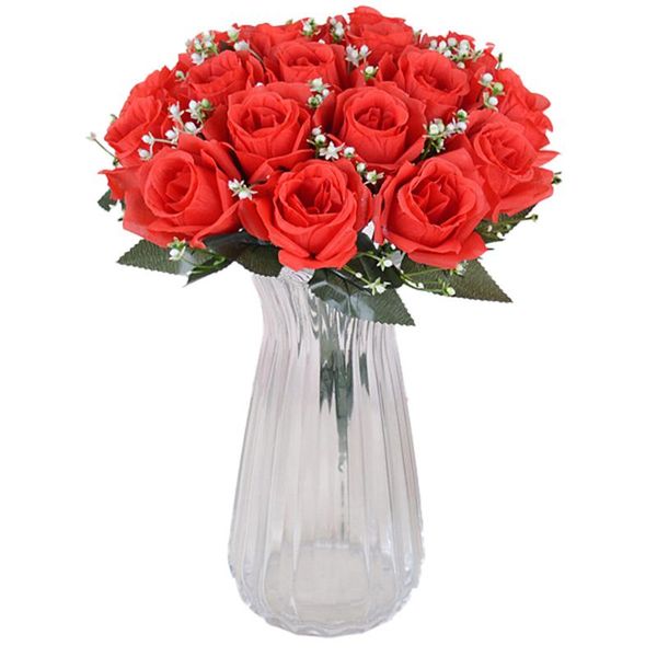 

piece 35cm 18 heads silk artificial rose flower for home wedding engagement family party fake decorative flowers & wreaths