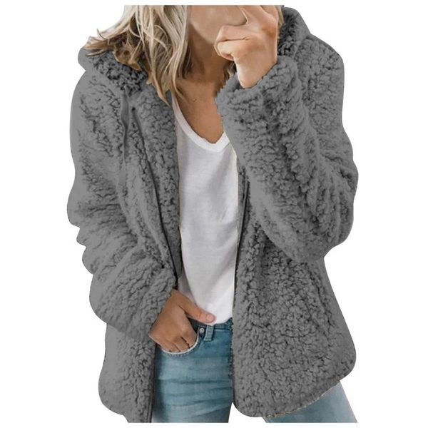 

women's jackets winter casual solid teddy zipper coat women long sleeve fleece jacket turn down collar lamb fur outerwear 4, Black;brown