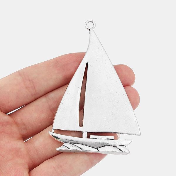 

pendants 2pcs antique silver large sailboat ship boat charms for necklace bracelet making jewelry findings 84x54mm, Black