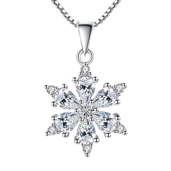 

chains vintage shining snowflake special geometric fashion pendant necklace women's christmas jewelry necklaces for teen girls, Silver