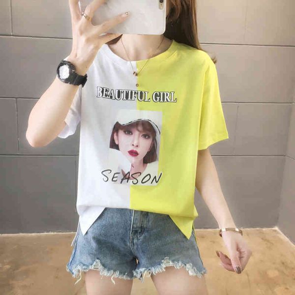 

women's t-shirt female printed shirt, printed, successful color, summer, women's clothes, short sleeve, korean, plus size, ltzs, White
