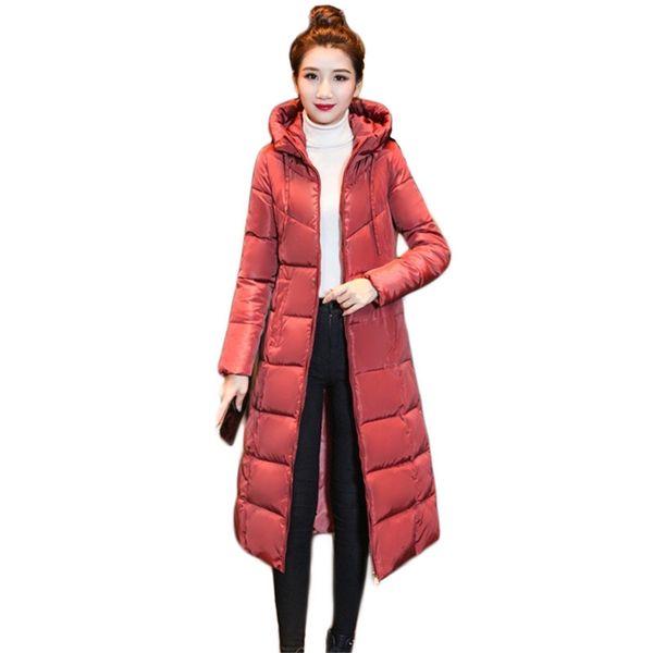 

winter coat women long white green 3xl plus size hooded down cotton jackets autumn korean fashion red slim parkas lr921 210531, Black