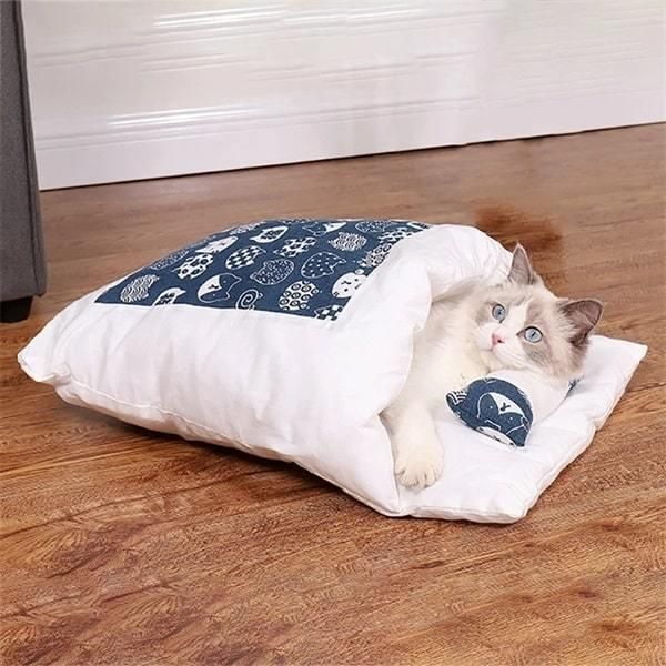

cat beds & furniture fashionable sleeping bag removable bed warm deep sleep pet dog house cats nest cushion with pillow