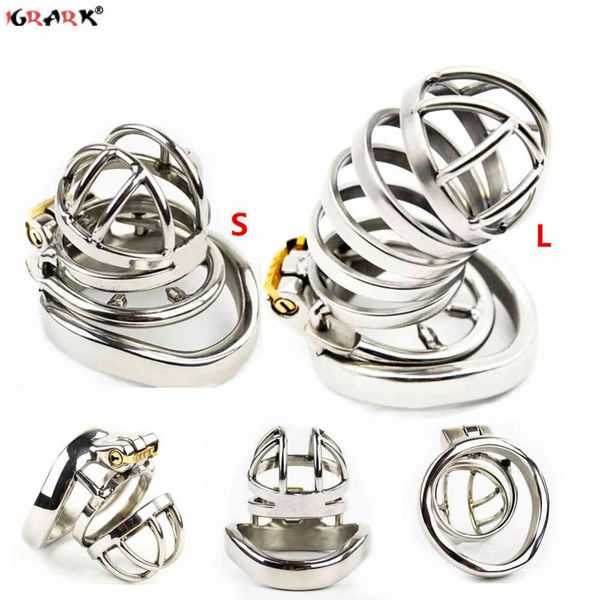 NXYCockrings Chastity Cock Cage Device con Barbed Anti-drop Penis Ring Lock Maschio BDSM Bondage Gear Set Giocattoli sessuali per uomini Adulti Giochi erotici 1124