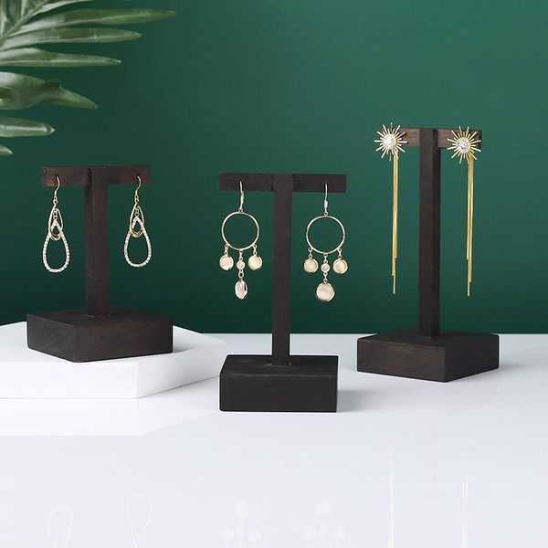

jewelry pouches, bags 3 pcs/set quality solid wood earring rack dispaly stand t-shape multisize showcase earing studs holder organizer stora, Pink;blue