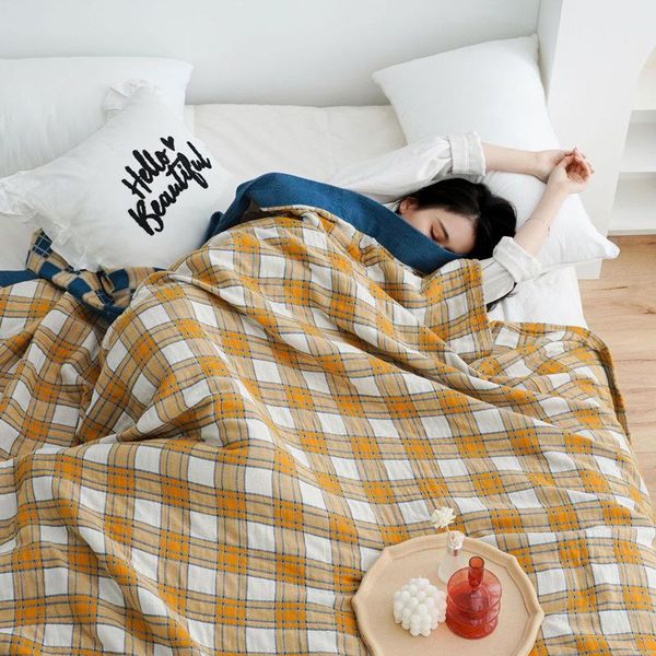

blankets japanese leisure blanket and throw 100% cotton gauze bedspread dormitory nap air conditioning soft boho decor sofa towel