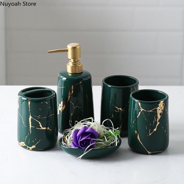

black marble ceramic bathroom supplies lotion bottle toothbrush holder brushing cup decoration bath accessory set