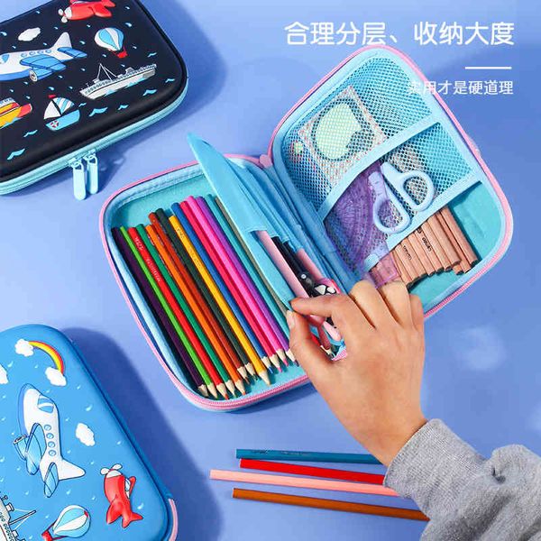 

pencil red tiktok 3d cartoon stationery box large capacity student pen bag double decker box stationery storage bag