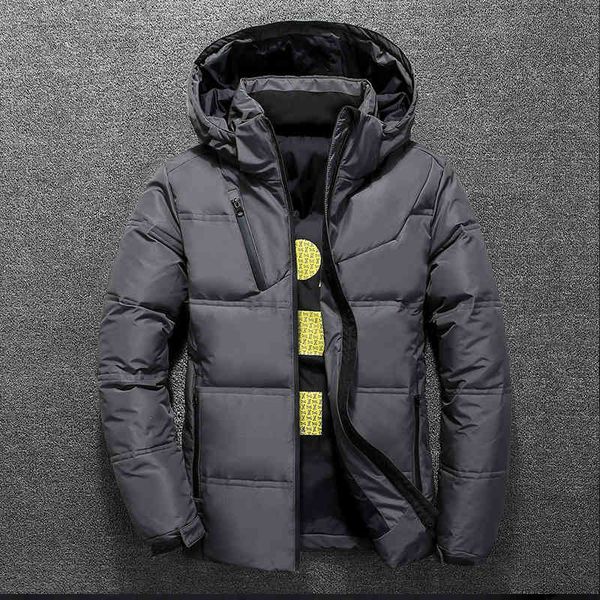 

new white et men warm solid color hooded coats thick duck parka mens down ets winter outdoor coat, Black;white
