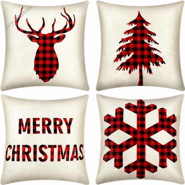 

cushion/decorative pillow 4 pieces christmas throw covers cotton linen couch cases decorative elk cushion for sofa bed car decor