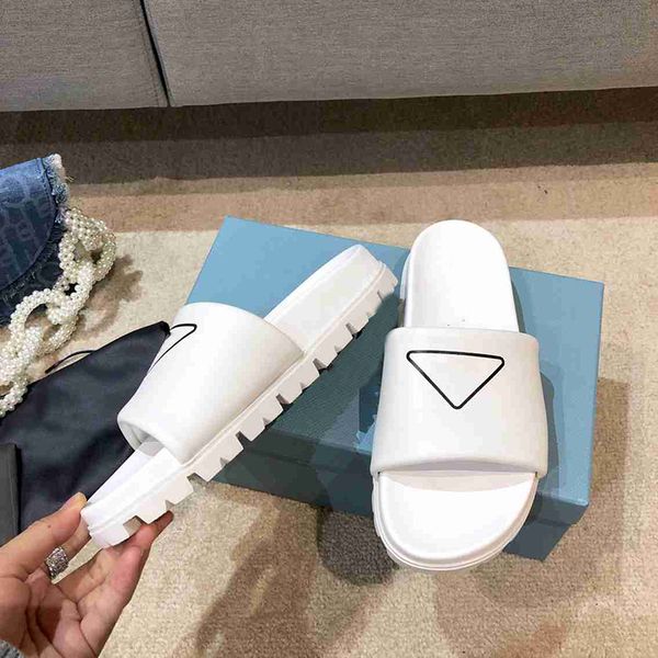 

summer printed platform slippers black white pink comfortable beach slides sandals women real leather 2cm heel with box
