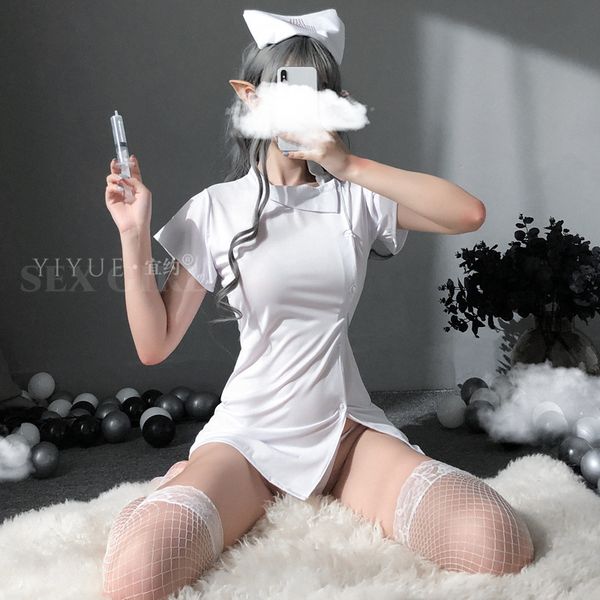 

japanese lingerie maid pink white kawaii doctor roleplay outfit for woman nurse cosplay costumes dress erotic porno, Red;black